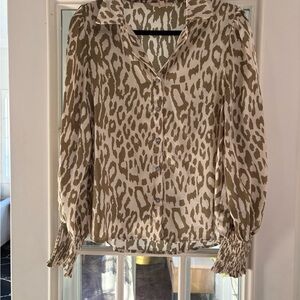 Entro Beige and Brown Animal Print Blouse